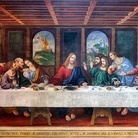 Pittore ignoto, Ultima Cena, Ignoto pittore, 1550 circa, Ponte Capriasca, Chiesa di Sant'Ambrogio | © Skira | L'importanza di questa replica del capolavoro di Leonardo sta nel fatto che sia la prima a riportare sotto ognuna delle figure i nomi degli apostoli ancora oggi comunemente adottati