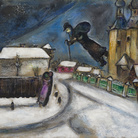 Marc Chagall, Sopra Vicebsk. Gouache, grafite, e matita colorata su cartone, cm 51,5x64,3. Lascito Anna Salzmann allo Stato di Israele. In prestito permanente dall'Amministratore generale dello Stato di Israele © Chagall ® by SIAE 2015