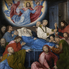 Groeningemuseum: Hugo van der Goes (circa 1430/1440 - 1482), Morte della Vergine, 1475, Olio su pannello, 122.5 x 147.8 cm