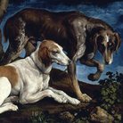 Jacopo Bassano (1510 - 1591), Due cani da caccia, 1548-1549, Olio su tela, 61 x 80 cm, Parigi, Museo del Louvre