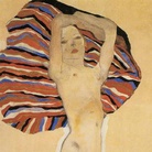 Egon Shiele, Nudo su tessuto colorato, 1911