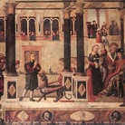 Vittore carpaccio, San Trifone ammansisce il Basilisco, 1507, Tempera su tavola 141 x 300 cm, Venezia, Scuola di San Giorgio degli Schiavoni