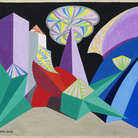 Giacomo Balla (Torino, 1871 - Roma, 1958) Feu d'artifice, 1916-1917 tempera e carta stagnola su tela,  106 x 130 cm