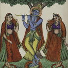 Anonimo incisore. India, Calcutta, Krishna e Gopi, 1880-1890, litografia colorata su carta; mm 247 x 194. Mosca, Galleria Statale Tret’jakov