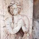 Cefalù, Particolare della facciata della Chiesa del Purgatorio, già di Santo Stefano Protomartire, XV sec.