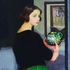 Amedeo Bocchi, Bianca con la gonna verde, 1920 circa, Olio u tela