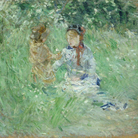 Berthe Morisot (1841-1895), Donna e bambina in un prato a Bougival, Non datato (1882?), Olio su tela, 60.1 x 73.3 cm, Cardiff, Amgueddfa Cymru | National Museum Wales, Lascito di Margaret Davies, 1963