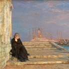 Beppe Ciardi, L’ultimo gradino, Olio su tela, 125 x 95 cm, Venezia, Collezione privata, Particolare