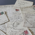Lettera di Gustav Klimt a Emilie Flo?ge, 18 novembre 1895. Inchiostro di china nero su carta, 3 fogli di carta da lettera (piegati): 17,6 x 22,6 cm (2 fogli), 17,6 x 11,2 cm (1 foglio) Busta: 9,2 x 12 cm, timbro postale: Praga 18.11.95, Vienna 19.11.95. Collezione privata © Alfred Weidinger