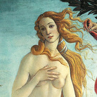 Botticelli, Nascita di Venere (particolare), 1482-1485. L'artista si ispira al ricordo di Simonetta Vespucci, nobildonna di origini liguri che visse alla corte dei Medici e che fu considerata la più bella donna del mondo allora conosciuto. La sua figura era così nota che l'artista si ispirò a lei anche se era già deceduta da almeno otto anni, morta di tisi appena ventitreenne.