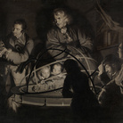 Joseph Wright, detto Wright of Derby, Filosofo che tiene una dissertazione sul planetario, nel quale una lampada è collocata al posto del sole, circa 1768, olio su tela, 44,8 x 59,7 cm