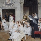 Eugenio De Blaas, Pulcinella in convento, olio su tela, collezione privata