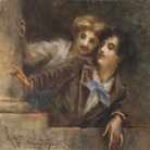 Camillo Rapetti, Al balcone (I curiosi), 1879, Acquarello, 50 x 58 cm, Collezione privata