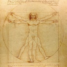 Leonardo da Vinci, Studio di Proporzioni del Corpo noto come Uomo Virtuviano, 1490 circa, Inchiostro metallo-tannico, inchiostro acquerellato, punta metallica, perforazioni e depressioni circolari, con incisioni a stilo in parte successive, su carta, Venezia, Gallerie dell'Accademia