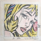 Roy Lichtenstein, Girl with Hair Ribbon (Study), 1965. Graphite pencil and colored pencil on paper, 14.3x14.6 cm. Private collection 