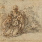 Michelangelo Buonarroti (1475 - 1564), La Sacra Famiglia con San Giovanni Battista (recto), 1525 - 1530 circa, Gesso nero e rosso, penna e inchiostro sopra puntasecca, 27.9 x 39.4 cm, Los Angeles, The J. Paul Getty Museum