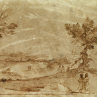 Giovanni Francesco Barbieri, detto il Guercino (Cento, 1591 - Bologna, 1666), Paesaggio con figure, 1620-1630 circa, Inchiostro su pergamena, Cento, Pinacoteca Civica