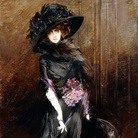 Giovanni Boldini, Marchesa Luisa Casati con un levriero, 1908, Collezione privata