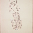 Francesco Clemente, Autoritratto con vestito di Chanel, 1979. Inchiostro e gouache su carta, cm 355,6 x 213,4
