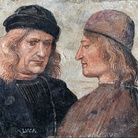 Luca Signorelli (Attribuito), Autoritratto e ritratto di ser Niccolò di Angelo (Franchi), 1504 circa, Affresco su lastra in laterizio, Recto, 40 x 32 cm, Orvieto, Museo dell’Opera del Duomo