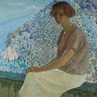 Domenico Guerello, Calma argentea. Ritratto di Alma Fidora, 1922, Olio su tela, Inv. GAM 374, Musei di Nervi - Galleria d'Arte Moderna