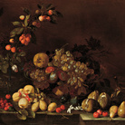 Luca Forte (Napoli 1605 circa - 1660 circa), Natura morta di frutta e fiori, 1640-1650 circa, olio su tela.