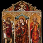 Michele Greco da Valona, Madonna con Bambino e Santi Giovanni Battista e Adamo, Pietà (Cuspide), Firmato e datato 1505, Polittico in cornice intagliata, 152 x 166 cm, Guglionesi, Chiesa di Santa Maria assunta