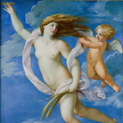 Giovanni Andrea Sirani (Bologna 1610 - 1670), Fortuna e Amore, 1660 circa. Olio su tela, cm 161 x 131.