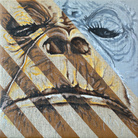 Simone Fugazzotto, BROWN STRIPES AND GRAY EYE, 50 x 50 cm, Olio su tela di lino | Courtesy of Simone Fugazzotto e Fondazione Maimeri