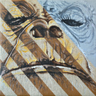 Simone Fugazzotto, BROWN STRIPES AND GRAY EYE, 50 x 50 cm, Olio su tela di lino | Courtesy of Simone Fugazzotto e Fondazione Maimeri