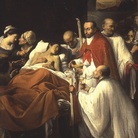 Carlo Saraceni, San Carlo Borromeo comunica un appestato. Olio su tela, cm 300 x 195. Cesena, Chiesa dei Servi, cappella Albizzi