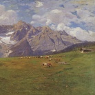 Gugliemo Ciardi, Mattino alpestre (Sorapis), 1894 circa, Olio su tela, 300 x 150 cm, Venezia, Istituto Veneto di SS.LL.AA. – V.I.C.