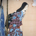 Beltà femminili (Particolare), Paravento a 6 ante dipinto a inchiostro e colori su carta, 173 x 372 cm, Periodo Taisho (1912-1926)