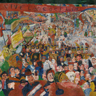 James Ensor, L'entrata di Cristo a Bruxelles nel 1889, 1888, Olio su tela, 253 x 431 cm, Los Angeles, J. Paul Getty Museum, Flemish Art Collection