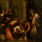 Andrea Meldolla, detto Schiavone “Vergine e Bambino, San Giovannino e Santi Zaccaria, Elisabetta, Giuseppe, Caterina e una santa” Olio su tela, cm 155 x 129, Lent from the Government Art Collection 