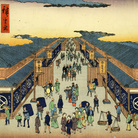 Utagawa Hiroshige, Surugacho dalla serie Meisho Edo Hyakkei, 1856, Silografia, 50.9 × 35.9 cm | © Courtesy Museo d’Arte Orientale E. Chiossone