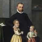 Giovanni Battista Moroni, Ritratto di un gentiluomo e delle sue due figlie, 1572-1575 circa, Olio su tela, 98 x 38 5/8 125.4 cm, National Gallery of Ireland Collection, Dublin, Acquistato, 1866 | Foto: © National Gallery of Ireland