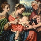 Giorgio Gandini del Grano, Madonna col Bambino e san Giovannino fra le sante Maria Maddalena ed Elisabetta, 1529 circa, Olio su tela, 68 x 81 cm, Galleria Nazionale di Parma