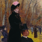 Giuseppe De Nittis, Alle corse di Auteuil - Sulla seggiola, 1883, Olio su tela, 55.5 x 107 cm, Barletta, Pinacoteca Giuseppe De Nitt