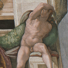 Michelangelo Buonarroti, Ignudo, particolare della volta della Cappella Sistina, 1508-1512. Affresco © Musei Vaticani