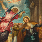 Jacopo Tintoretto (1519 - 1594), L'Angelo annuncia il martirio a Santa Caterina d'Alessandria (Il Tintoretto di David Bowie), 1560-1570, Olio su tela, 99.30 x 177.10 cm, Anversa, In prestito alla Rubenshuise | © Collezione privata | Foto: Bart Huysmans & Michel Wuyts