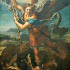 Raffaello Sanzio, San Michele sconfigge Satana, 1518, Olio su tavola, 160 x 268 cm, Museo del Louvre, Parigi