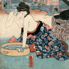 Utagawa Kunisada, Sōshiarai Komachi (Il racconto di Komachi alla toeletta), Stampa xilografica tratta dalla serie 