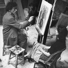 Alberto Giacometti painting Annette’s portrait in the studio, 1951, Photograph by Ernst Scheidegger  | © Ernest Scheidegger © Alberto Giacometti Estate / Licensed in the UK by ACS and DACS, 2016 Courtesy of Gagosian Gallery Grosvenor Hill, London