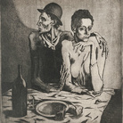 Pablo Ruiz Picasso, Il pasto frugale, 1904. Acquaforte su zinco, mm 460 x 360. Parigi, Musée d’art moderne de la Ville de Paris