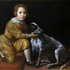 Domenico Fiasella detto il Sarzana (1589 - 1669), Ritratto di ragazzino con cane, Olio su tela, 107 x 79 cm. Collezione privata