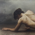 Roberto Ferri, IL CAMMINO DELLA FEDE, 2018, Olio su tela, 88 x 34 cm | Courtesy of Roberto Ferri e Fondazione Stelline