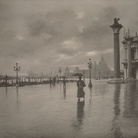 Stabilimento Giacomo Brogi, Piazzetta di San Marco con effetto di pioggia, Venezia 1910 circa, Stampa alla gelatina ai sali d’argento su carta | © Archivi Alinari, Firenze