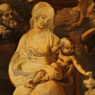 Leonardo da Vinci (1452-1519), Adorazione dei Magi, Particolare della Madonna col Bambino, Dopo il restauro