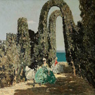 Emma Ciardi, Dame mascherate, 1909 circa, Olio su tela, 51.3 x 44.5 cm, Padova | Courtesy of Galleria Nuova Arcadia di L. Franchi